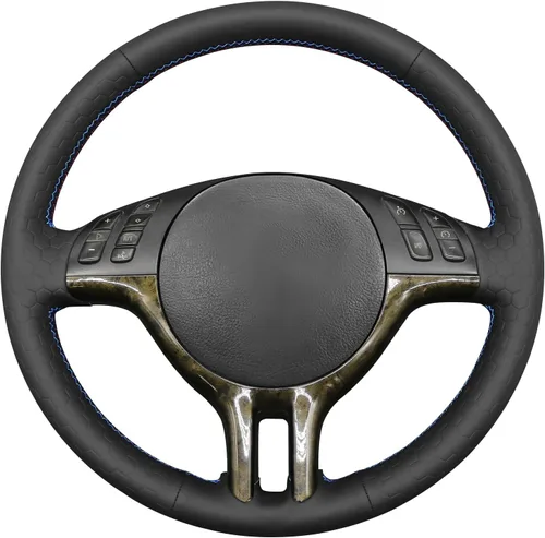 Miniatura 4 de MEWANT Funda de volante de cuero genuino para BMW Serie 3 E46 E46 X5 E53 DIY Protector de volante