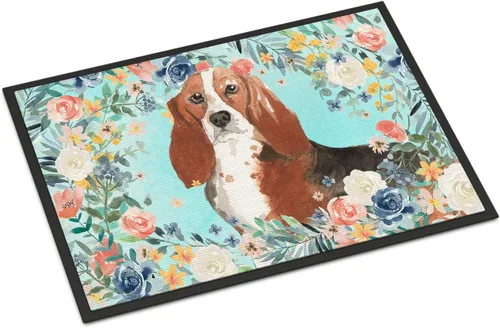 Caroline's Treasures CK3437JMAT Basset Hound - Tapete para puerta delantera, 24 x 36 pulgadas, para interiores y exteriores, para entrada,