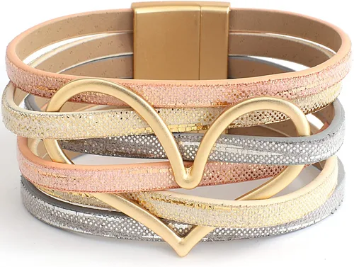 Miniatura 5 de hotoo Pulseras apilables de cuero con dije de corazón para mujer, pulsera de amor de moda, joyería de Navidad, aniversario de cumpleaños