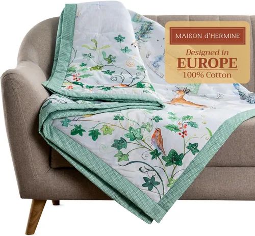Miniatura 22 de Maison d' Hermine Manta para sofá, ligera y suave, cálida y transpirable, de algodón, para cama, para niñas, niños, mujeres, hombres, regalos, sofá