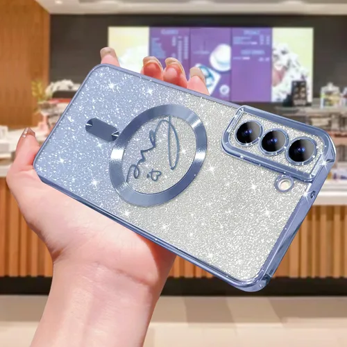 Miniatura 130 de ZONRW - Funda para Samsung Galaxy S22 Ultra magnética, para mujeres y niñas, cubierta trasera suave, lujosa, con corazón de amor, bling, degradado