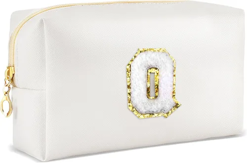 Miniatura 61 de URSKYTOUS Regalos para niñas, bolsa de maquillaje con inicial, bolsa de cosméticos personalizada con cremallera, bonita bolsa de aseo de viaje, Azul