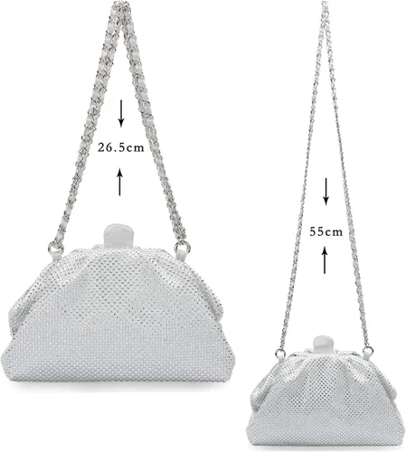 Miniatura 7 de nodeber Bolso de mano con marco de cristal con diamantes de imitación, bolso de embrague plisado para mujer