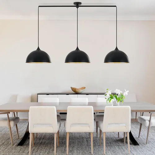 Miniatura 4 de Luces colgantes para isla de cocina, paquete de 3 lámparas colgantes de cúpula con acabado negro y dorado, lámpara colgante industrial para comedor