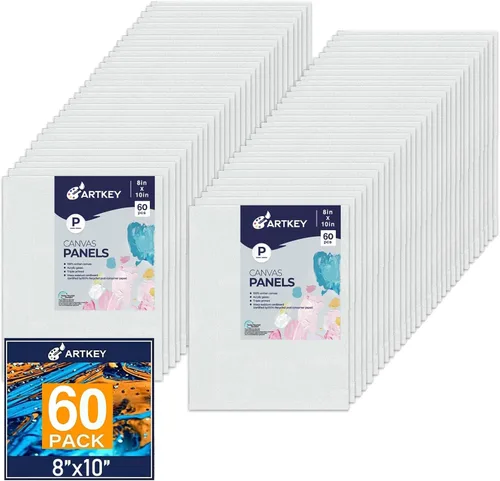 Miniatura 34 de Artkey Lienzos para pintar de 8 x 10 pulgadas, paquete de 12 unidades, 10 onzas, imprimados 100% algodón, blanco para pintura, suministros de arte