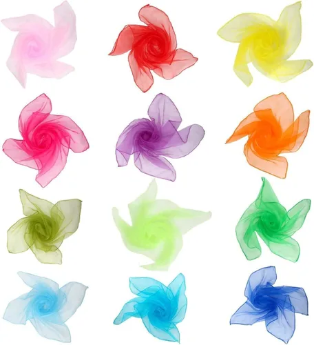 Miniatura 7 de Colovis 24 Inches Square Dance Scarves, 12 Colors Juggling Scarf Props Magic Trick Silk Play Scarves Music Movement Scarf