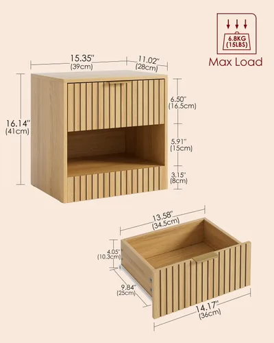 Miniatura 2 de Mesita de noche pequeña, mesita de noche moderna, mesita de noche con cajón y estante abierto, diseño de cubo, mesa auxiliar pequeña