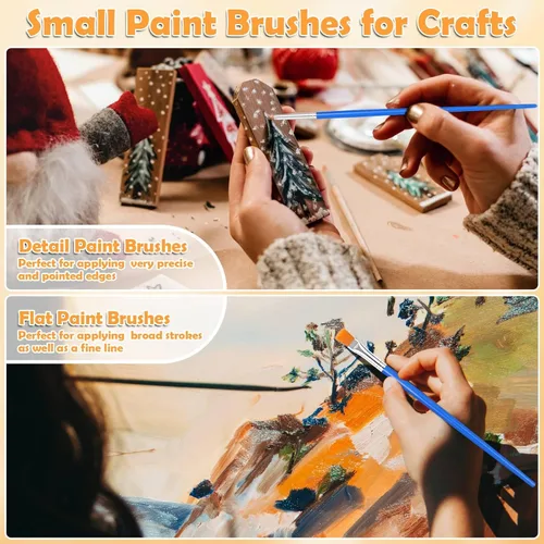 Miniatura 6 de Juego de 240 pinceles de pintura pequeños a granel, punta fina plana para artista, juego de pinceles de pintura para niños, para el aula, acrílico