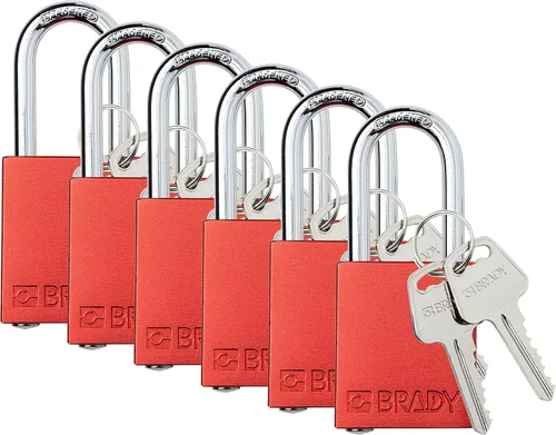 Miniatura 11 de Brady SDAL-BLU-38ST-KA6 - Juego de candados de bloqueo de seguridad, paquete de 6, color azul, con igual llave, 2 llaves por candado