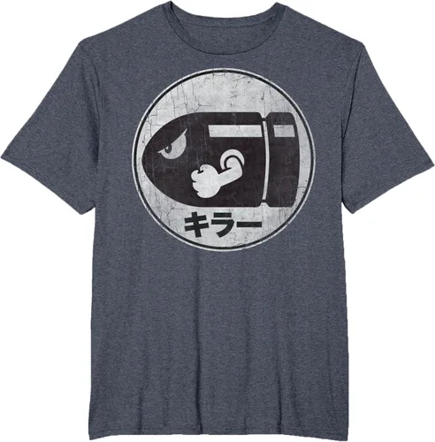 Miniatura 54 de Super Mario Camiseta con logotipo de Bullet Bill Distressed en Kanji