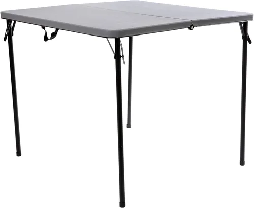 Flash Furniture Dunham Mesa Cuadrada de Plástico Plegable para Eventos de 2.83 Pies con Asa de Transporte, Mesa de Banquete Portátil Bi-Fold para