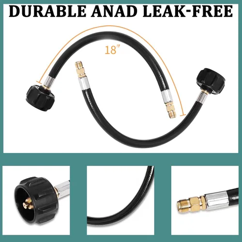 Miniatura 8 de Regulador de propano para RV, 2 mangueras de tanque, regulador de cambio automático de 2 etapas con 2 coletas de 18 pulgadas para remolques de RV