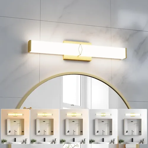 Miniatura 11 de Lámparas de baño sobre espejo, luces modernas de tocador de 16 pulgadas para baño, barra de luz LED regulable de 20 W, 2000 lm, accesorios de Negro