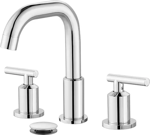 Miniatura 13 de gotonovo Grifo de lavabo de baño de 8 pulgadas, 3 agujeros, 2 asas, lavabo con drenaje desplegable con válvulas mezcladoras frías y calientes