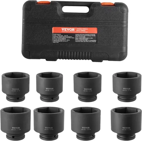 Miniatura 11 de Vevor - Juego de vasos de impacto de 1/2 pulgada, 43 piezas, juego de vasos de 1/2 pulgada, surtido de vasos estándar de alto torque con 4 barras
