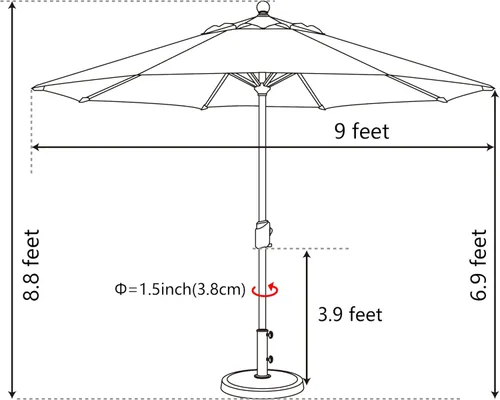 Miniatura 6 de EliteShade USA - Sombrilla de 9 pies para patio, sombrilla de mesa para exteriores con ventilación, no se decolora durante 10 años, Azul Real
