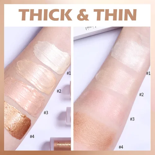 Miniatura 4 de Erinde Iluminador líquido, Barra bronceadora facial, Acabado natural brillante, Crema iluminadora sedosa y ligera de mezcla fácil, Sin crueldad, 01#