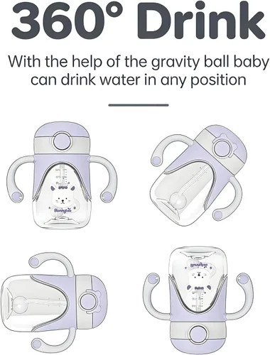 Miniatura 6 de Bunnytoo Vaso para beber con popote con peso de 1 a 3 años de edad, 8 onzas sin BPA Tritan taza de agua para bebé con asas, taza de entrenamiento