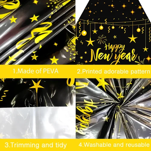 Miniatura 3 de KatchOn, Mantel de feliz año nuevo – 108 x 54 pulgadas, paquete de 3 Decoraciones de Año Nuevo 2026 Mantel de feliz año nuevo 2026