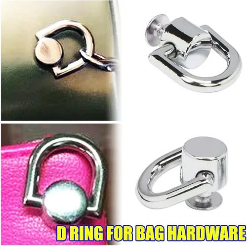 Miniatura 4 de Anillos en D para accesorios de bolso para hacer bolsas, 8 anillos en D de metal y tornillos, anillos en D giratorios de 360 grados para bolso