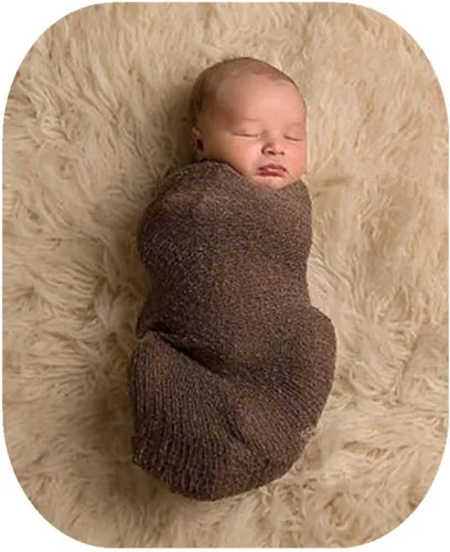 Miniatura 9 de Newborn Photography Props Wrap Stretch Long Ripple Blanket Yarn Baby Photo Props Boy Girl Cloth Fabric Layer Azul Oscuro