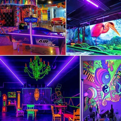 Miniatura 7 de THECHAM Tira de luz negra de 40 pies con control remoto, 720 cuentas de lámpara LED, luces flexibles de 12 V para fiesta brillante, regulable