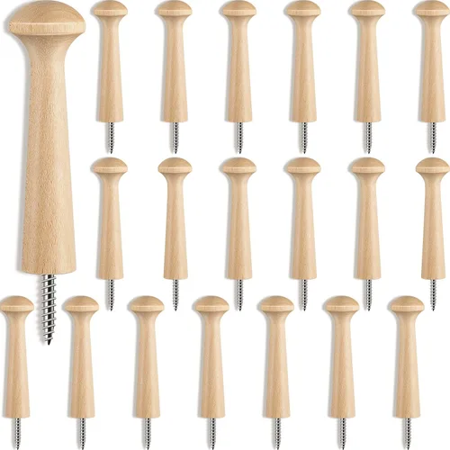 Miniatura 9 de Clavijas de madera con rosca de madera de 2.9 pulgadas de largo, estantes de madera sin terminar para colgar ropa, sombreros, toallas y más