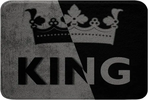 Erosebridal King Crown - Tapete de baño vintage negro y gris, tapete romántico para el día de San Valentín, para exteriores, 16 x 24 pulgadas, para