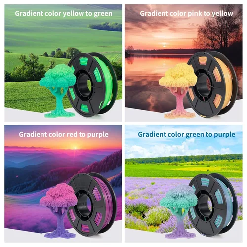 Miniatura 7 de IEMAI Paquete de filamento PETG de 0.069 in, filamento de impresora 3D multicolor translúcido degradado de hasta 23.622 in/s de impresión rápida, 4