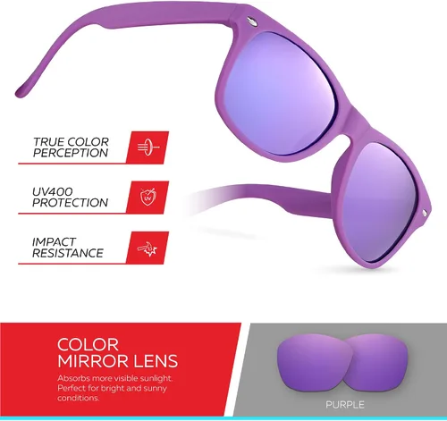 Miniatura 89 de Retro Rewind Lentes de sol para niños y niñas de 3 a 12 años, inastillables, UV400, lentes de sol para niños pequeños