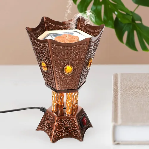 Miniatura 3 de Sewroro Quemador de incienso eléctrico de escritorio, quemador de incienso eléctrico enchufable, quemador de incienso eléctrico de metal, enchufe