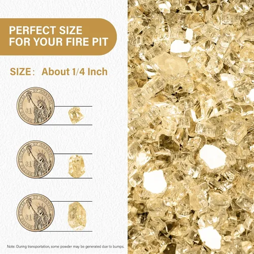 Miniatura 60 de NUPICK Vidrio de Fuego de 5 Libras, Vidrio Brillante para Fogata de 1/2 Pulgada, Roca de Vidrio Templado para Fogata para Propano o Gas Natural