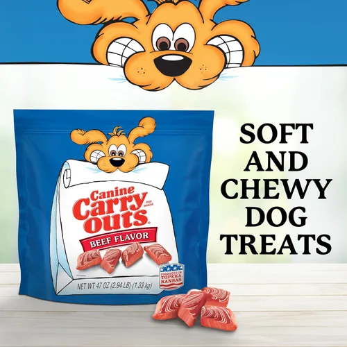 Miniatura 3 de Canine Carry Outs Golosinas para perros, sabor a ternera, bolsa de 47 onzas
