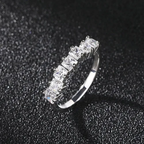 Miniatura 4 de Sterling Silver Wedding Band for Women, CZ Cubic Zirconia Rings White Gold Plated Half Eternity Ring Size 5-10