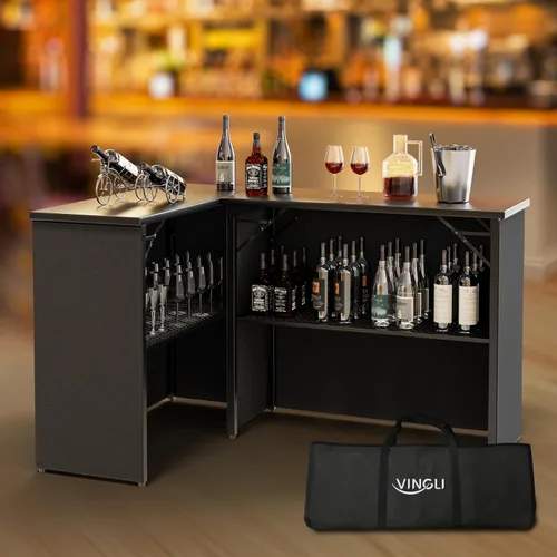 Miniatura 2 de VINGLI Mesa de bar portátil de grado comercial de 45 pulgadas para eventos, estación móvil de bartend, mesa de bar desplegable para interiores