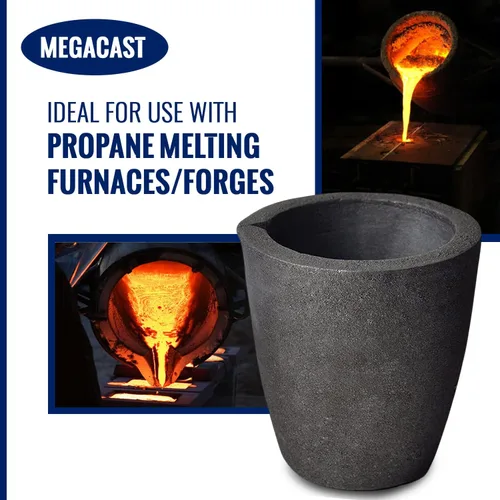 Miniatura 4 de # 4 17.6 lbs MegaCast, Crisoles de grafito de arcilla de fundición negro Torcha Horno Fundición de fusión Refinación Oro Plata Cobre Latón Aluminio