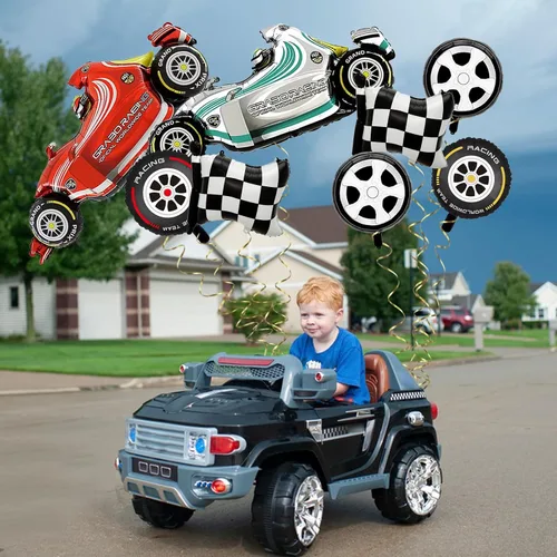 Miniatura 6 de Globos de Auto de Carreras, Decoraciones de Fiesta de Cumpleaños de Auto de Carreras de 43 Pulgadas, Globos de Papel de Aluminio