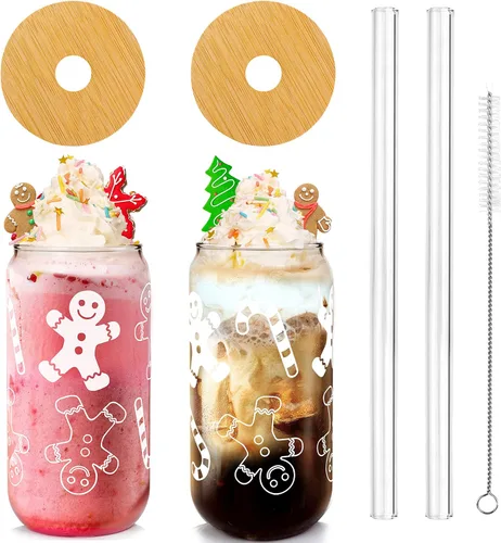 Miniatura 11 de Vasos de Navidad de 18 onzas para café helado de Navidad con tapas y pajitas, regalos de elefante blanco para adultos, vaso colorido de árbol
