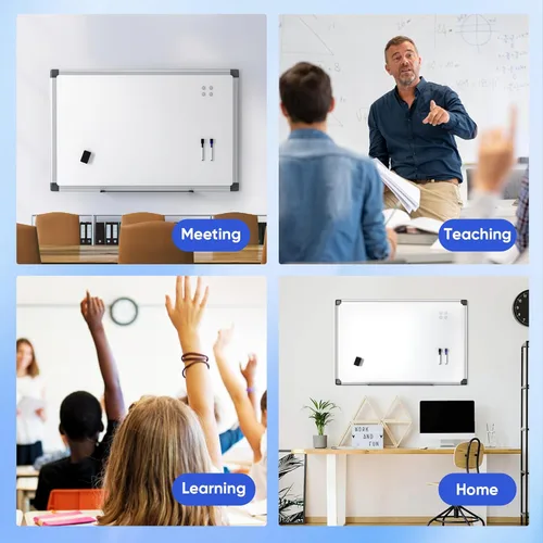 Miniatura 7 de Pizarra blanca magnética para colgar de 36 x 24 pulgadas para pared, pizarra de borrado en seco para oficina, escuela, hogar, marco plateado