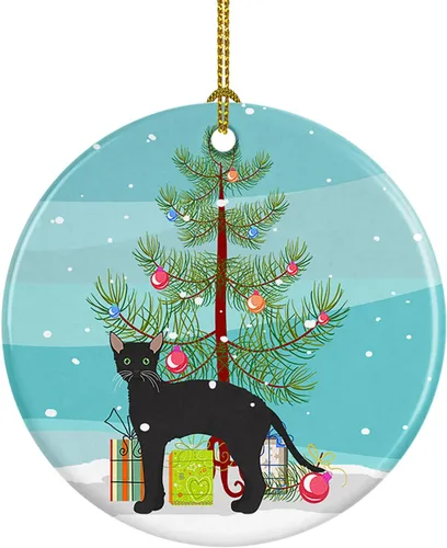 Miniatura 183 de Caroline's Treasures Adorno de cerámica con texto en inglés "Merry Christmas" para colgar en el árbol de Navidad, decoración para el hogar, Navidad