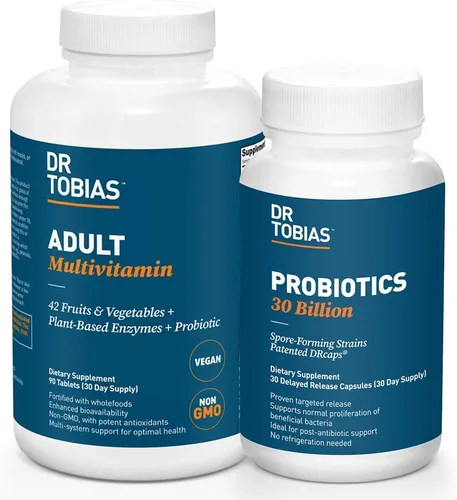 Dr. Tobias Multivitamínico y probióticos para adultos 30 mil millones que apoyan la digestión y la salud general