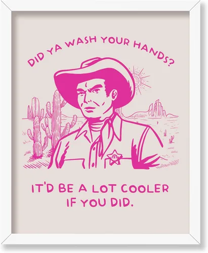 Miniatura 59 de Poster Master Póster retro de vaquera rosa con texto en inglés "Raise Hell", diseño de pared occidental, regalo para hombres y mujeres, decoración