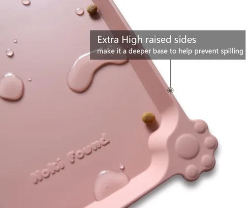 Miniatura 2 de Hoki Found - Bandeja de silicona para comida de mascotas, tapetes de borde alto para perros y gatos, tapetes impermeables para comida de perros