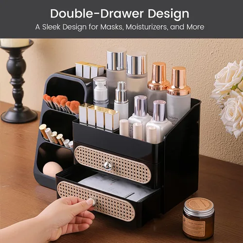 Miniatura 3 de Aveniee Organizador de maquillaje con cajones, gran organizador de encimera de baño para tocador, almacenamiento de cosméticos de escritorio