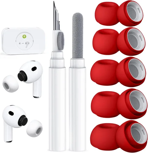 Miniatura 9 de 4 pares de puntas de repuesto para AirPods Pro 2ª/1ª generación con kit limpiador, orificio de reducción de ruido y pantalla protectora contra