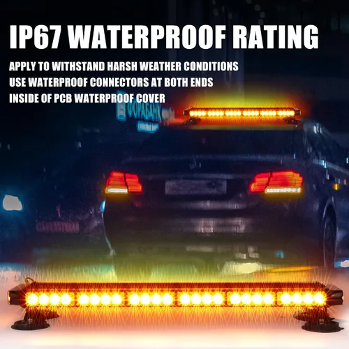 Miniatura 4 de WINECO - Barra de luces estroboscópicas LED ámbar de 29.5" para techo, doble cara intermitente, luz de emergencia, señal de peligro, advertencia