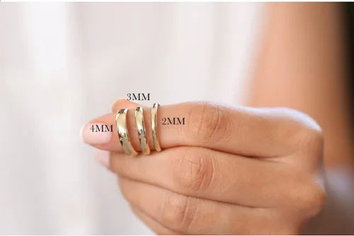 Miniatura 8 de Anillos de pulgar de 14 quilates para mujer, anillos apilables chapados en oro de 0.079 in, 0.118 in, 0.157 in, 0.236 in, banda fina de oro