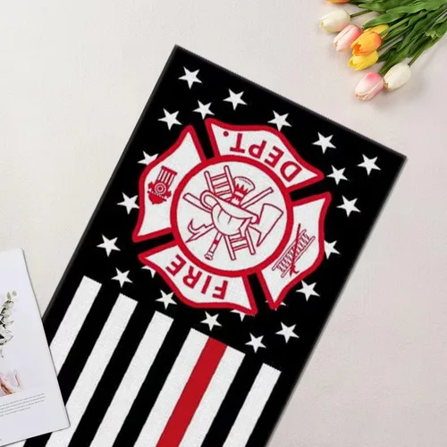 Miniatura 3 de Camino de mesa con temática de bombero, mantel de cocina y comedor, para decoración de fiestas en interiores y exteriores, 13 x 72 pulgadas
