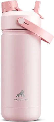 Miniatura 13 de POWCAN 12 oz Insulated Water Bottle for School: 2-in-1 Straw Spout Lid with Soft Animal Head, BPA-Free, Leakproof, Keep Cold 24H, Easy Carry