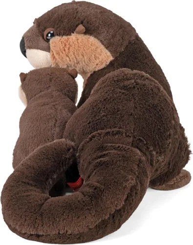 Miniatura 4 de Wild Republic Mom and Baby River Nutria, animal de peluche, 12 pulgadas, regalo para niños, juguete de peluche, botellas de agua recicladas